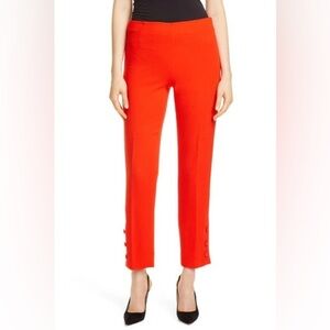NWT LELA ROSE Button placket pants wool pants In Scarlet red size 8 holidays